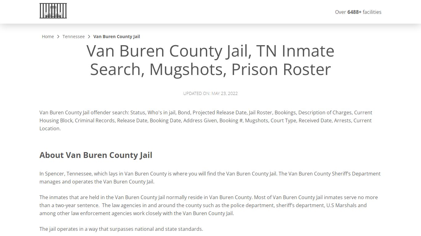 Van Buren County Jail, TN Inmate Search, Mugshots, Prison ...